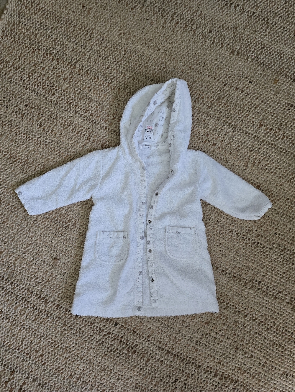 White Hooded Terry Baby Bathrobe